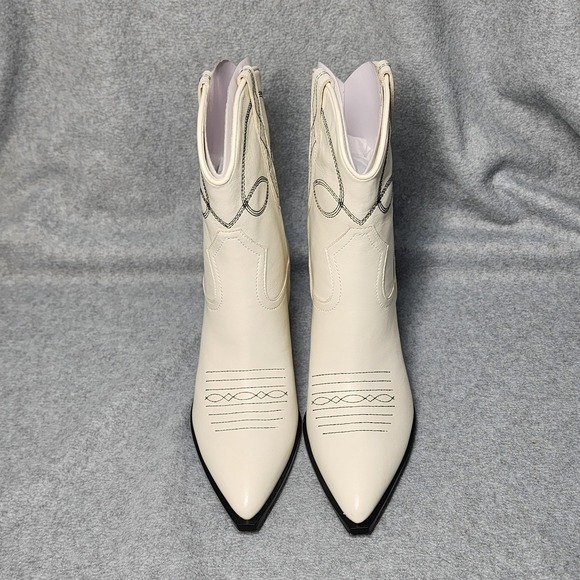 Dolce Vita Boots Womens Size 8 White‎ Western Cowboy Embroidered Leather Heeled - Picture 1 of 11